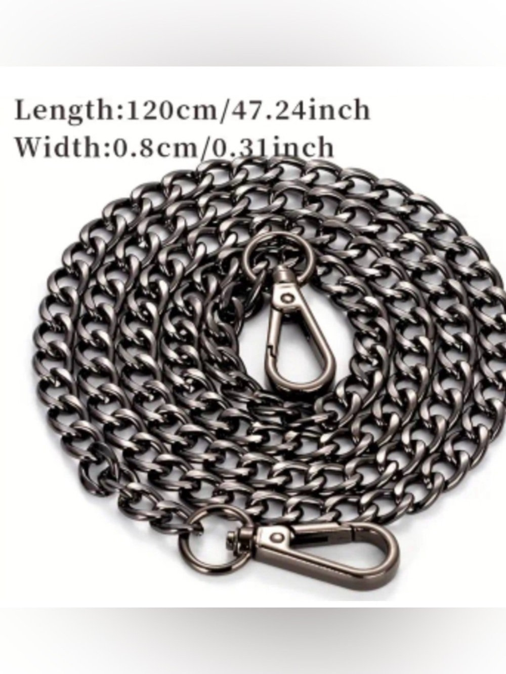 High Quality Stainless Steel Gun Metal Black 47 Inch Chain Strap with Clip